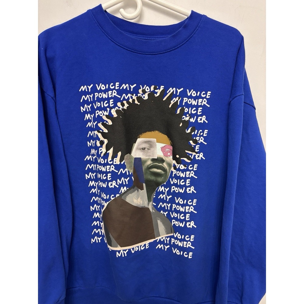 Black History XL Royal Blue Long Sleeve Abstract Portrait Graphic 50x28 My Voice